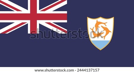 Anguilla flag. Standard color. Standard size. A rectangular flag. Icon design. Computer illustration. Digital illustration. Vector illustration.