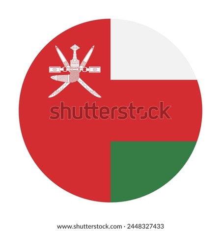 Oman flag. Oman circular icon. Round flag. Standard colors. Digital illustration. Computer illustration. Vector illustration.