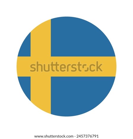 Sweden flag. Sweden circle flag. Standard color. Round national flag. Digital illustration. Computer illustration. Vector illustration.
