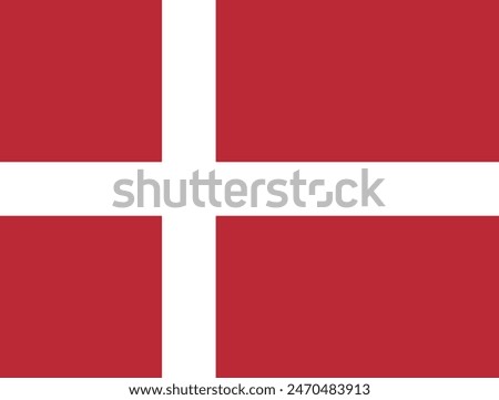 The flag of Denmark. Standard color. Standard size. A rectangular flag. Icon design. Computer illustration. Digital illustration. Vector illustration.