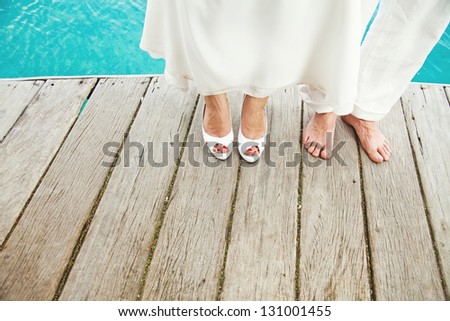 Wedding on the beach (foot closeup)