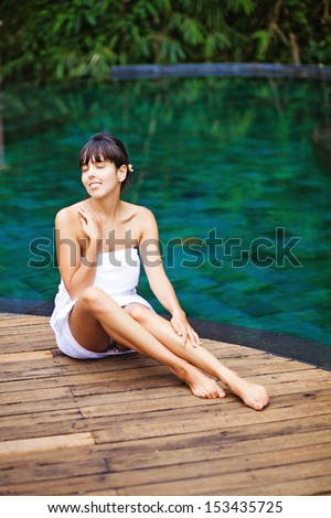 woman in spa in jungle, bali