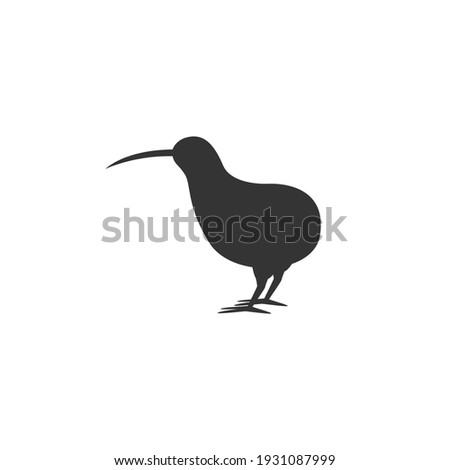 Kiwi bird silhouette vector on a white background