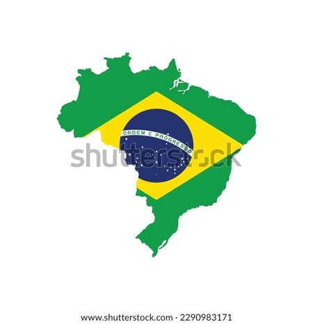 Brazil map flag vector on a white background