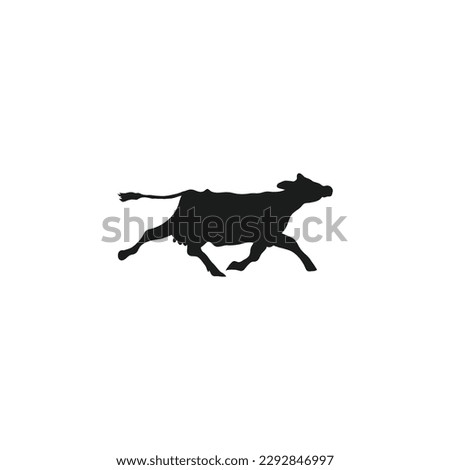 Cow running black silhouette vector on a white background