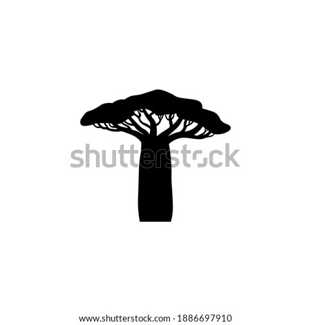 Black baobab icon, tree sign. Vector illustration eps 10.