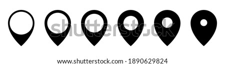 Map marker set. Different pin pointer icon set. Different pointer shapes. Flat logo. Navigation concept. Location pin icon set. Vector infographics. Vector graphic. EPS 10