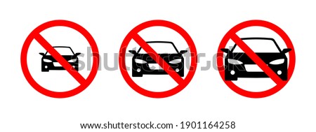 No car sign. Parking prohibiter symbol. Car ban. No cars allowed. No parking. Restriction icon. Red prohibition sign. Isolated vector icon. Information icon vector. Stop sign. Vector graphic. 10 EPS