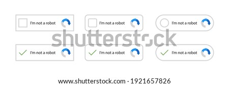 Recaptcha, I'm not a robot. Confirmed recaptcha. I'm not a robot button set. Website security. Internet safety. Vector web button. Stock vector Illustration for website or application. Vector EPS 10