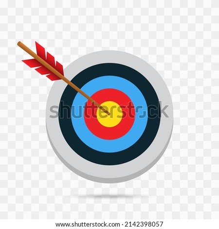 Archery target with arrow isolated on transparent background. Target with arrow icon set. Archery target with arrow. Bullseye concept vector illustration. Vector graphic EPS 10