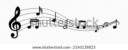 Music notes wave. Music melody wave. Musical notes icons. Music melody with notes isolated on transparent background. Vector EPS 10 Photo stock © 