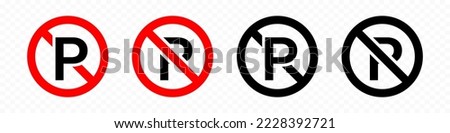 No parking vector icon set. No parking sign. Parking prohibition. Prohibition roadsign. Vector