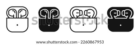 Earphones icon collection. Earbuds icons. Headphones icon set. AirPods vector icons. Flat vector earphones. EPS 10