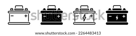 Car accumulator icons. Car battery icons set. Car power battery icons. EPS 10