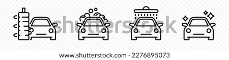 Car wash vector icons Car cleaning service icons isolated on transparent background.