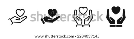 Heart in hands symbols. Heart in hand vector icons set. Hands holding heart icon. EPS 10 