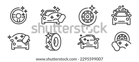 Car wash vector icons. Carwash icon set. Car cleaning service designs vector set.