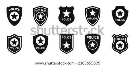 Police badge. Police symbols. Policeman badges collection. Police badge vector icons. EPS 10