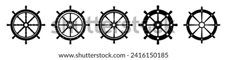 Helm icons. Ship helm vector icons. Nautical steering wheels. Ship, yacht wheel symbols. Nautical rudder icon. Nautical steering wheel