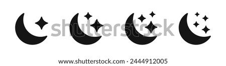 Moon vector icons. Moon icon set. Vector lunar collection. Moon with stars