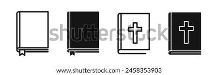 Book icon set. Simple book symbol. Bible icon. Bible book