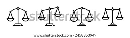 Justice scales icons set. Scales icon set. Law scales icon. Libra icon.