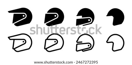 Moto helmet icons. Motorcycle helmet vector icon set. Racing helmet vector illustration