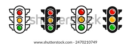 Traffic control lights. Red, yellow and green traffic control light icons. Traffic light illustration. Road Traffic Lights