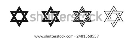 Star of David vector icons. Star of David symbol set. Judaism sign. Judaism symbol vector illustration