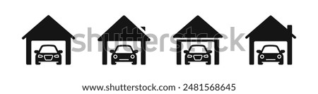 Car garage. Garage icons. Garage icon set. Car storage. Automobile garage