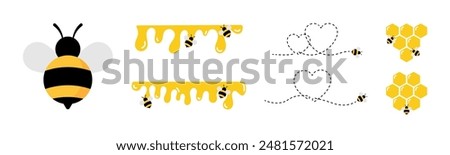 Bee vector icons. Bee logo. Bee vector illustration. Beekeeping concept icons. Honeycomb, Honey, Bee