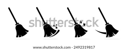 Broom vector icons. Broom vector icons. Cleaning icons. Clean broomstick.