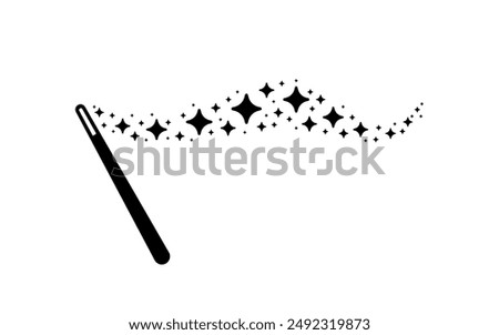 Magic wand. Magic wand with sparkles illustration. Magic stick vector icon. Magic wand icon. Miracle symbols.