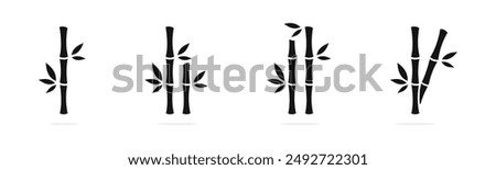 Bamboo vector icon set. Bamboo symbols. Bamboo plant silhouettes. EPS 10