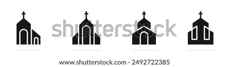 Church vector icons. Church building icon. Chapel symbols. Church silhouettes 