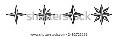 Compass. Wind rose. Navigational compass icons set. 