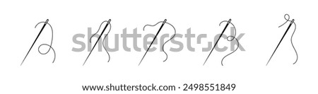 Needle with thread. Needle with thread illustration. Needle vector icons. Needle and thread silhouettes