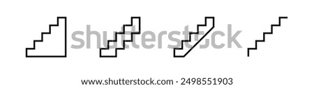 Stairs icons. Stairs symbol set. Stairs vector icons. Stairway symbols. Staircase icons.