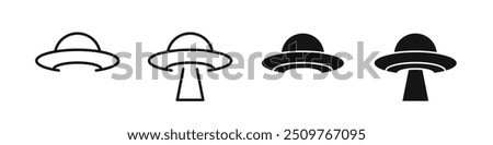 UFO. Alien spaceship. Alien spacecrafts. UFO vector icons.