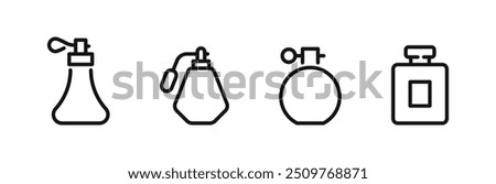 Perfumes icons. Perfume bottle icon set. Fragrance perfume vector. Perfume bottles.