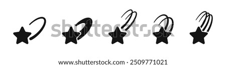 Star fall vector icons. Falling stars. Star sparkles. Starry vector illustration. Comet, meteor, icons.