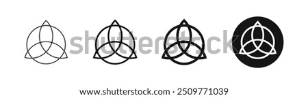 Celtic trinity knot vector icons set. Celtic trinity symbols. Triquetra icon set. Traditional celtic ornament