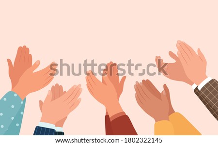 Clapping hands, different people applaud. Vector illustration in flat style