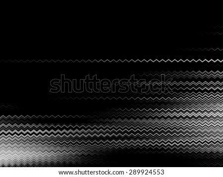 Abstract black and white zigzag lines on black background