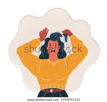 Cartoon vector of man feeling his hair loss panic. Imprope care