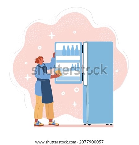 Cartoon vector illustration of open open refrigerator