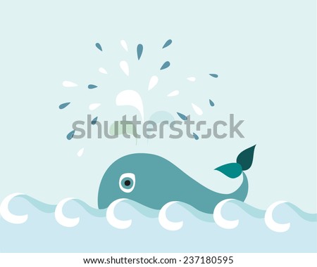 Cute whale spouts water 