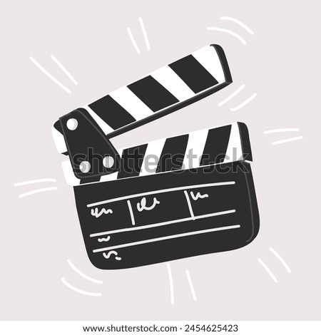 Vector cartoon illustration ofTwo movie clappers open slate board. Movie clapperboard. Clapper board clipping path included.