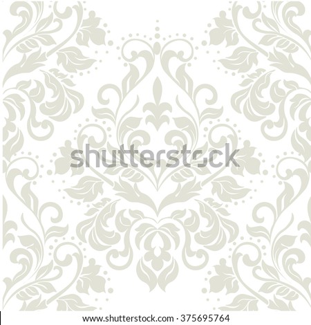 Vector floral damask ornament pattern. Stylized lily flower. Elegant luxury texture for textile, fabrics or wallpapers backgrounds. Olive green lint color