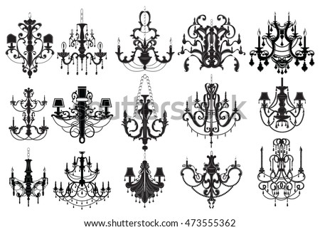 Classic Chandelier Set Collection Luxury Decor Accessory Design Vector Illustration Sketch Classic Chandelier Set Collection Luxury Decor Accessory Design Vector Illustration Sketch